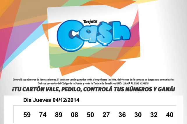 Números que corresponden al JUEVES 4 de Diciembre de 2014.