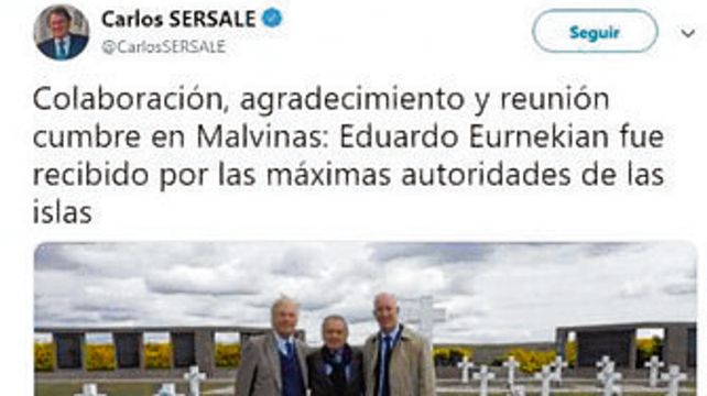 Malvinas. El tuit de Carlos Sersale.