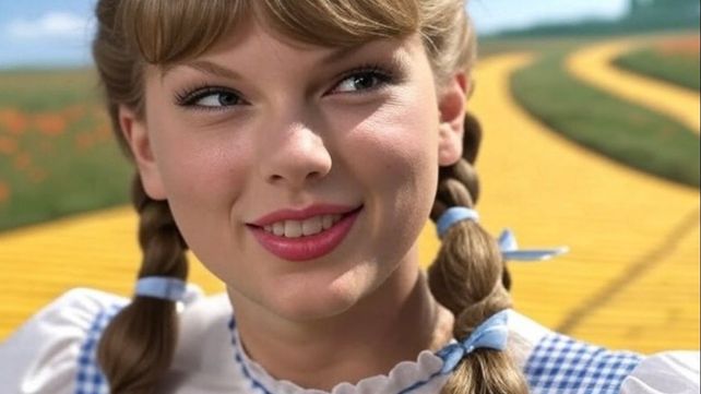 Una imagen generada por Inteligencia Artificial mostró a Taylor Swift como Dorothy de El mago de Oz y las redes estallaron