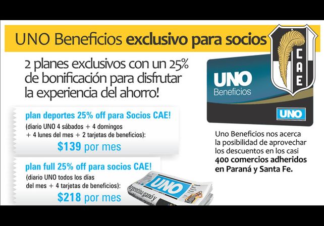 UNO Beneficios tiene planes exclusivos para socios del CAE