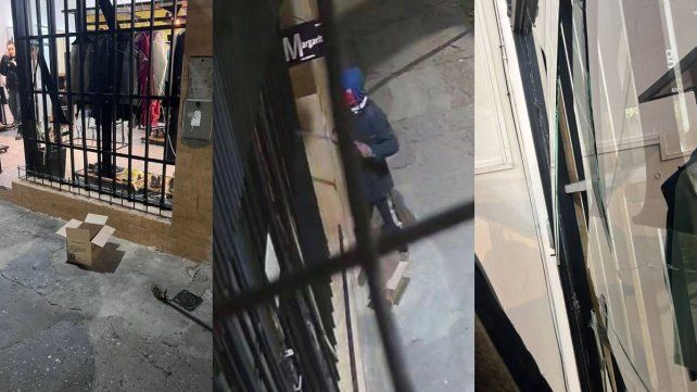 Rompió la vidriera de un local de Paraná y se llevó prendas: quedó filmado