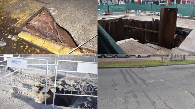 Los socavones y hundimientos proliferan a lo largo de todo Bulevar. Los socavones y hundimientos proliferan a lo largo de todo Bulevar.