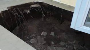Hundimiento en una escuela de Sunchales.