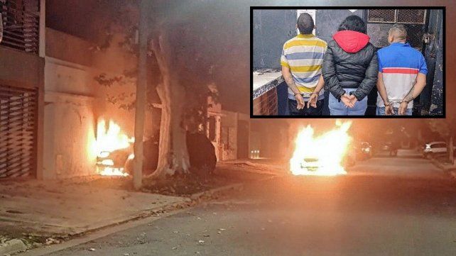 Incendio de autos en Rosario y los tres detenidos del caso.