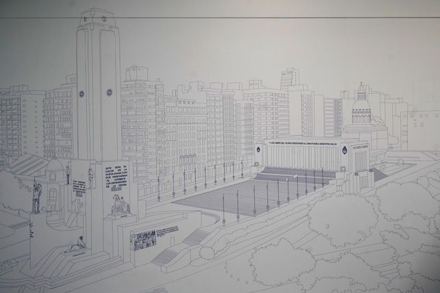 En estos días en el Grupo Express están llevando adelante una remodelación de los locales que incluyen ilustraciones sobre íconos de cada ciudad donde brindan servicios. Este muro se estrenó hace muy poco en el punto de atención de calle Sarmiento.