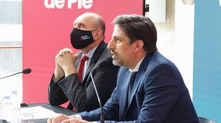 El gobernador Omar Perotti y el ministro de Educación Nacional, Nicolás Trotta&nbsp;