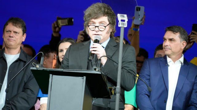 El presidente Javier Milei durante su visita en Brasil