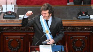 El presidente Javier Milei da su discurso ante la Asamblea Legislativa en el Congreso.&nbsp;