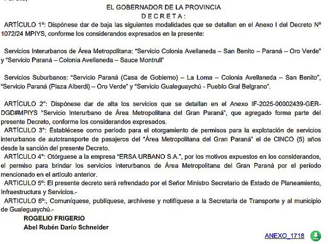 Colectivos del área Metropolitana en manos de ERSA por otros cinco años