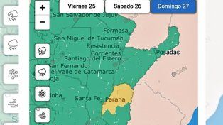 Alerta amarilla por tormentas fuertes, lluvias intensas y ráfagas para diez departamentos