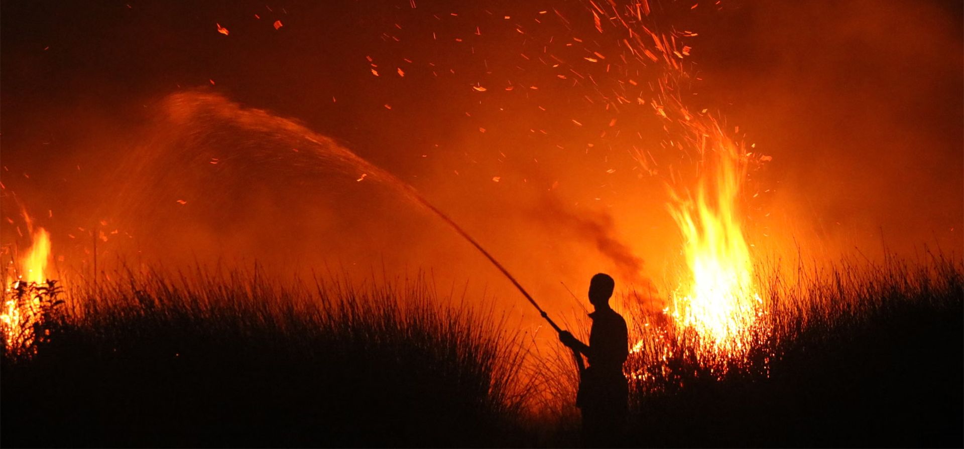 Una persona intenta extinguir un incendio forestal en la isla de Borneo, Palangka Raya, Indonesia. Fotografía: AFP/Getty Images Una persona intenta extinguir un incendio forestal en la isla de Borneo, Palangka Raya, Indonesia. Fotografía: AFP/Getty Images