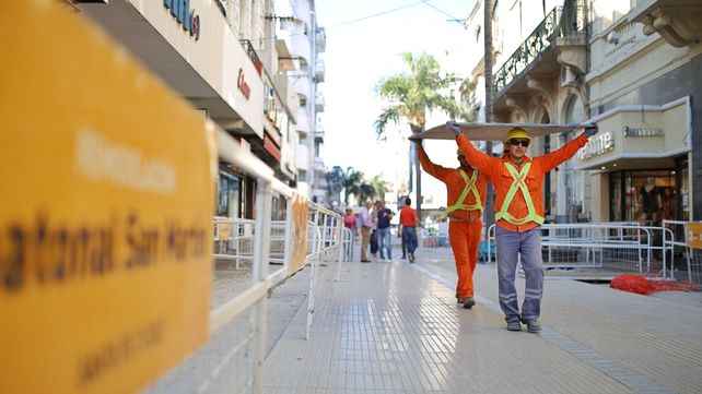 Trabajos de remodelación en La Peatonal San Martín