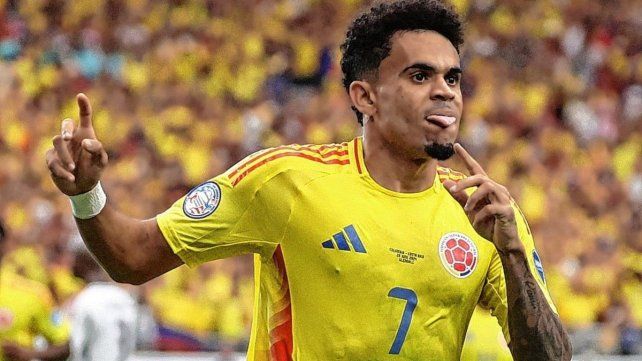 Luis Díaz festeja el primer gol de Colombia.