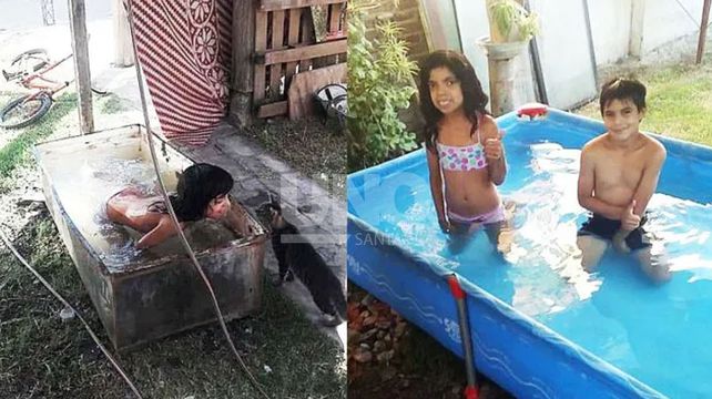 Solidaridad: una nena se bañaba en una heladera y le reglaron una pileta de lona