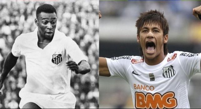 Pelé y Neymar vistiendo los colores de Santos.&nbsp;
