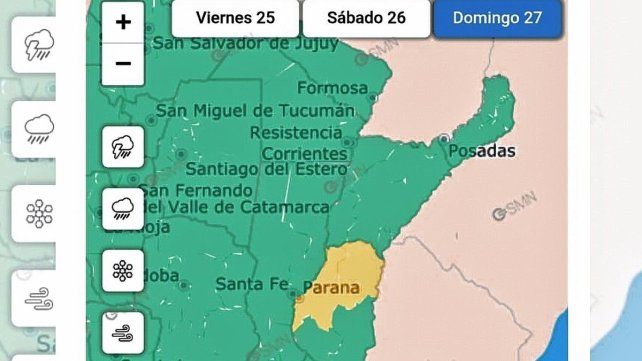Alerta amarilla por tormentas fuertes