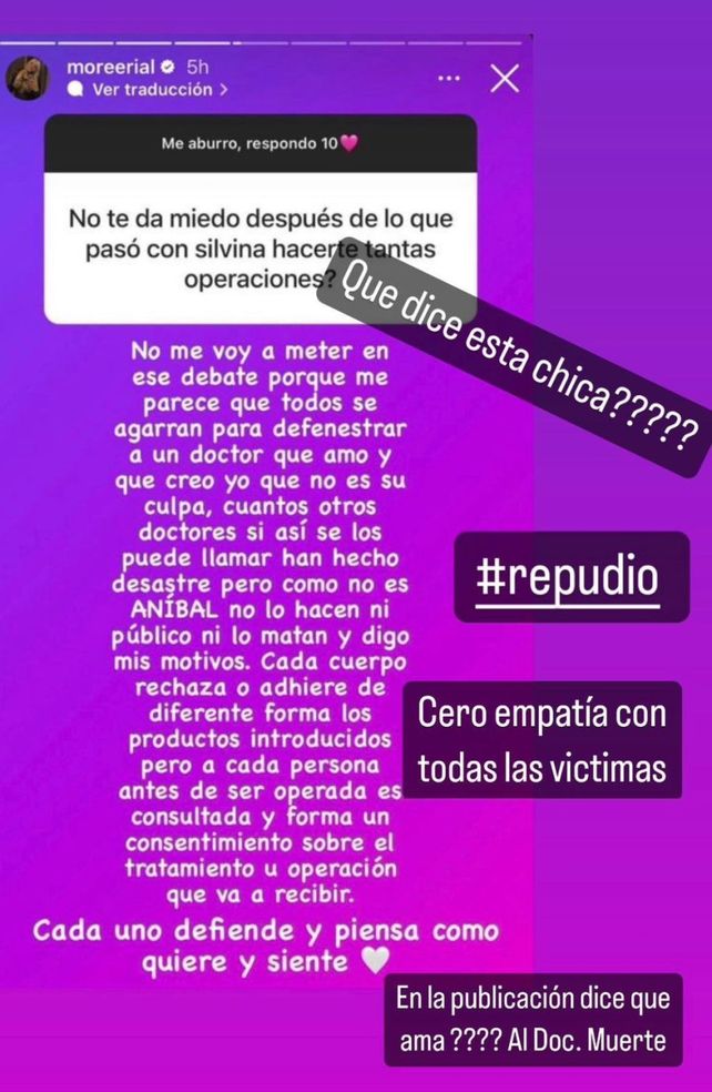 En Instagram, Ximena Capristo respondió críticamente los dichos de Morena Rial sobre Aníbal Lotocki.