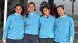 La santafesina Ingrid Marcipar, segunda desde la izquierda, integra la selección nacional de remo en Asunción.