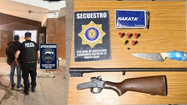 El detenido y las armas secuestradas