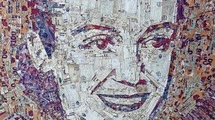El pintor santafesino Charly Nous sorprendió con un retrato de Eva Perón hecho con billetes de $100