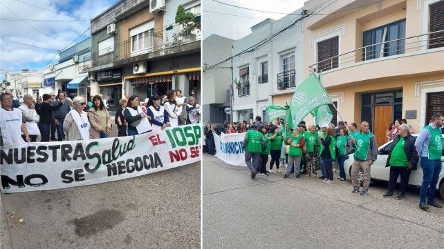 Afiliados a Iosper de Concepción del Uruguay hicieron un abrazo simbólico solidario para expresar su rechazo a la creación de OSER.