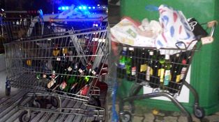Se secuestraron 15 carritos de supermercado con bebidas alcohólicas.