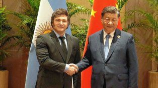 El presidente Javier Milei luego de su reunión con el presidente chino Xi Jinping.