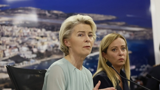 Von der Leyen y Giorgia Meloni se mostraron juntas en Lampedusa.