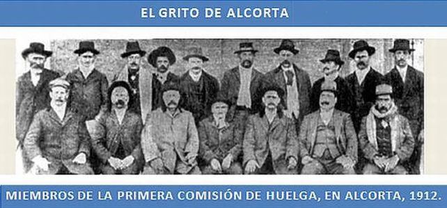 La primera comisión de huelguistas.
