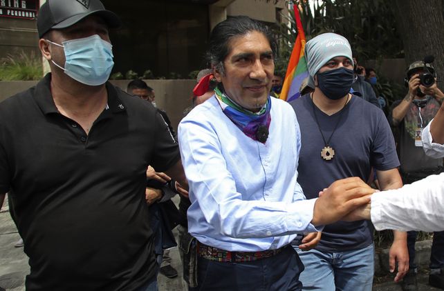 Yaku Pérez ayer en Quito. Su segundo lugar cambió el escenario electoral de Ecuador.