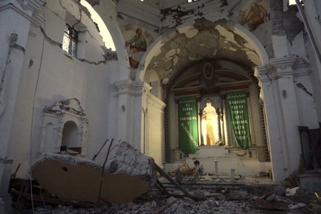 templo. La Iglesia Santiago Apostol es una edificación del siglo XVII en el estado de Puebla.