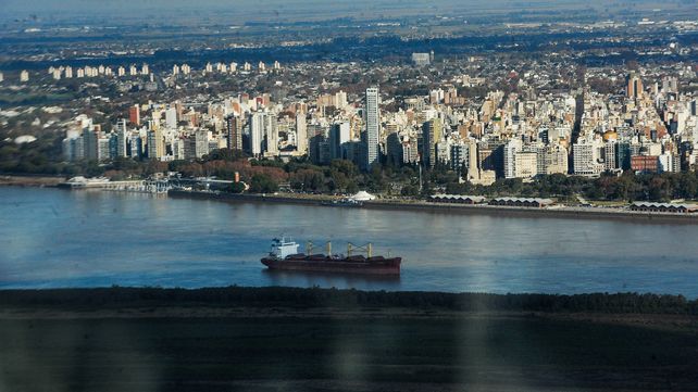 Vista de la ciudad desde un avión.