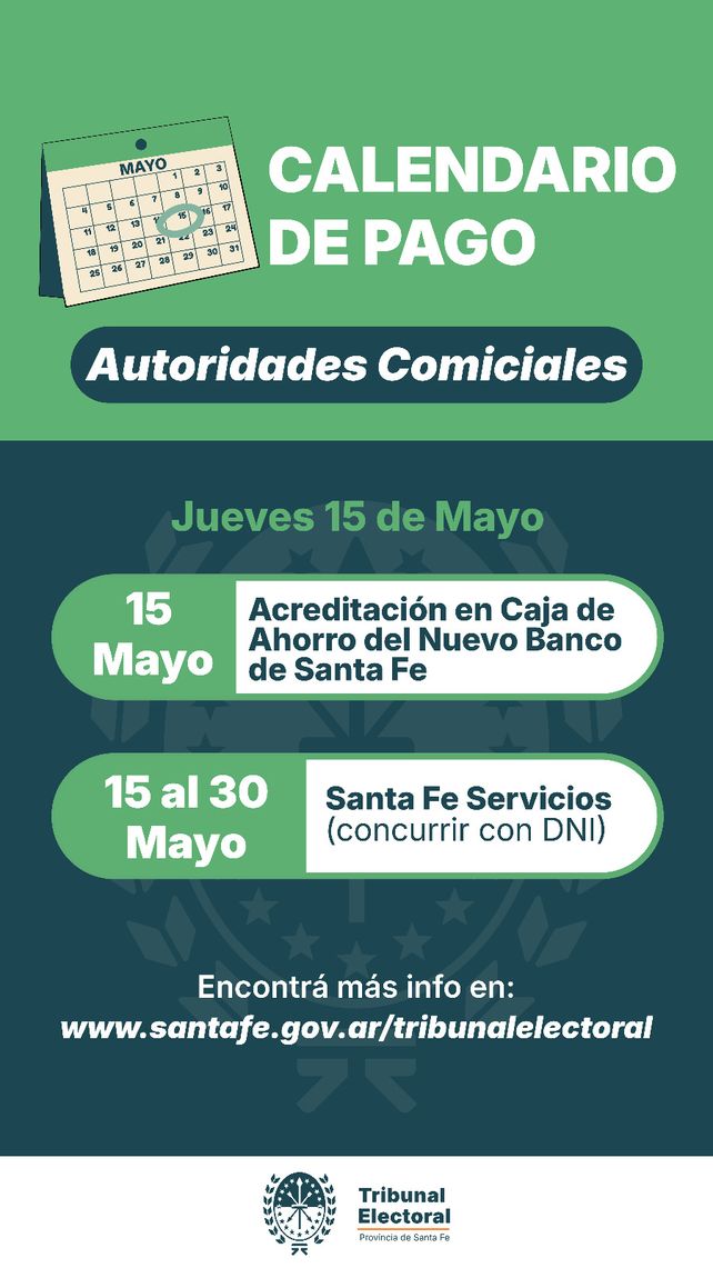 El calendario incluye dos métodos diferentes para el pago.