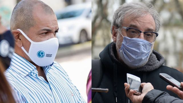Martín Lucero (Sadop) y Gustavo Terés (Amsafe Rosario). Los dirigentes opinaron diferentes ante la oferta salarial del gobierno.&nbsp;