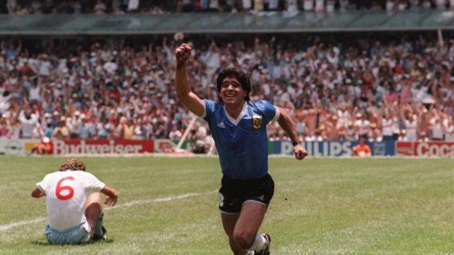 Diego Maradona festeja el gol a Inglaterra, Mundial 1986
