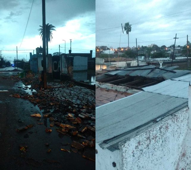 Paredes caídas y voladura de chapas en algunos techos.&nbsp;