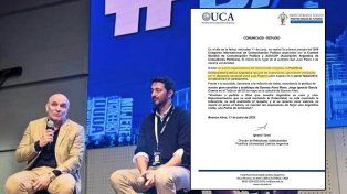 La Universidad Católica Argentina (UCA) repudió los dichos de José Luis Espert y llamó a mantener el respeto, citando a Jorge García Cuerva