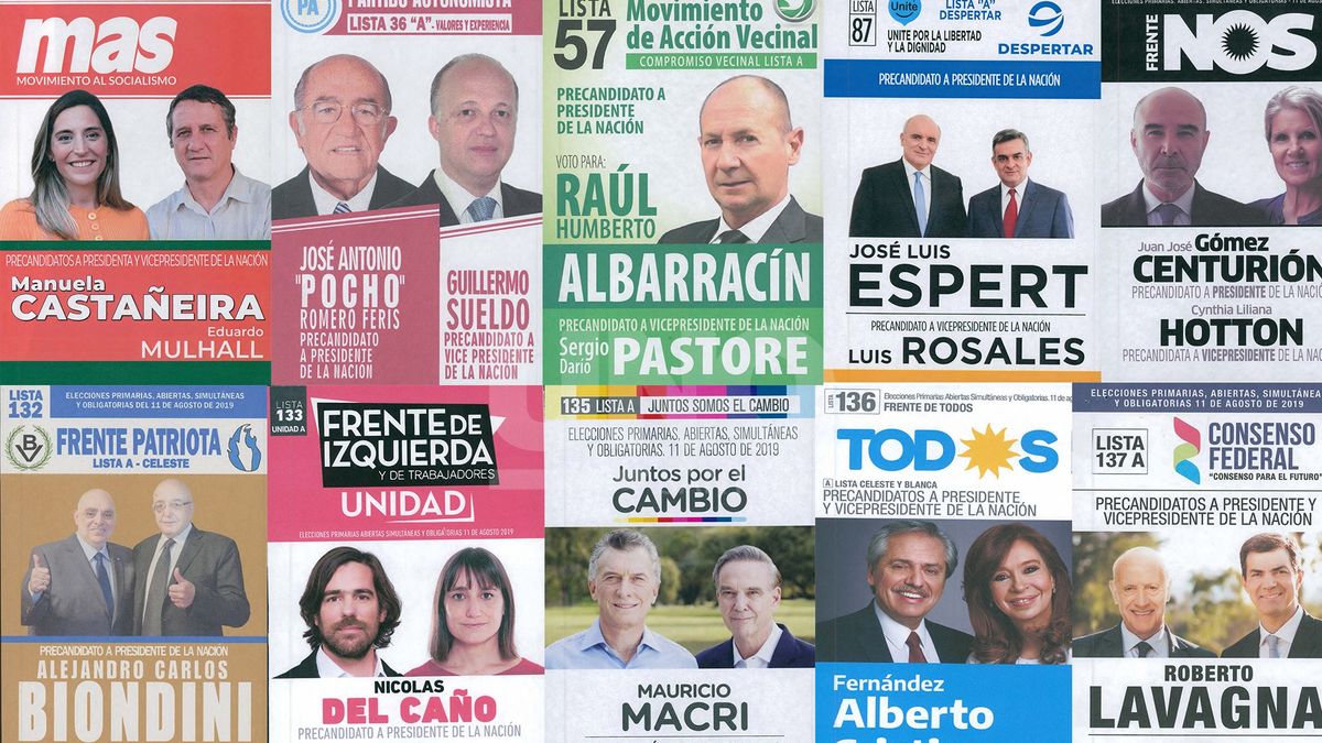 Las diez boletas de precandidatos a Presidente de la Nación