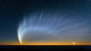 Imagen ilustrativa del cometa C/2023 A3 capturado por especialistas.&nbsp;