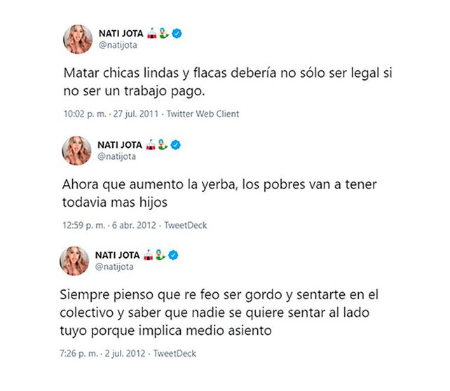 Nati Jota grabó un video en el que pidió disculpas por los tuits racistas que posteó a los 15 años