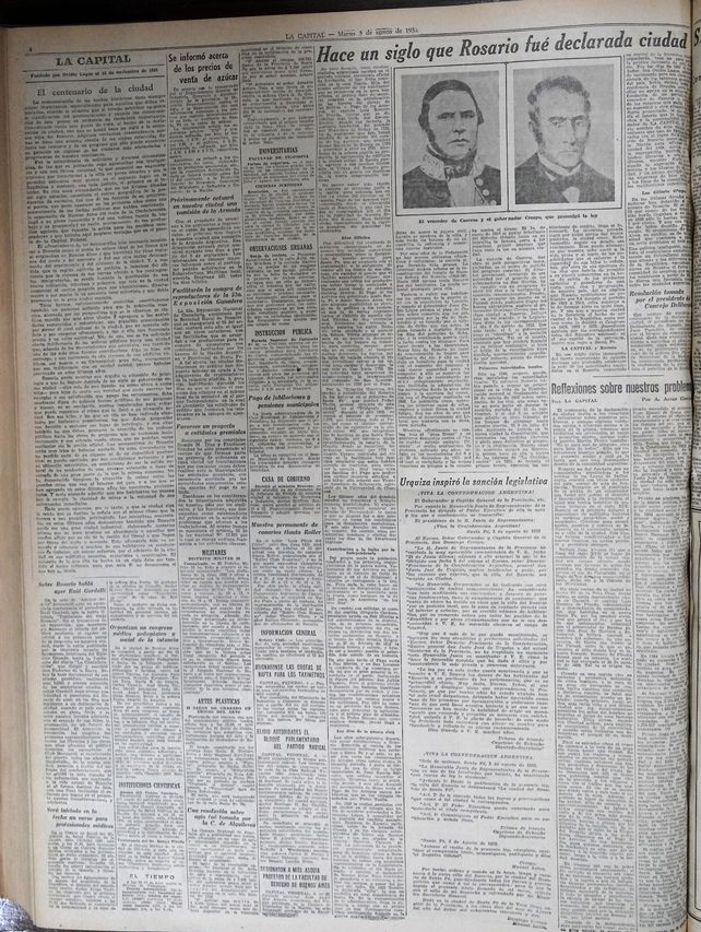 Página de La Capital del 5 de agosto de 1952. 