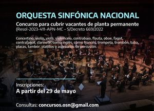 Seleccionarán en audiciones a 45 músicos para integrar la Orquesta Sinfónica Nacional