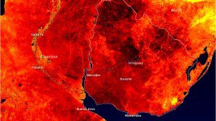 La temperatura de la superficie terrestre medida el sábado 11 de marzo por el satélite Sentinel3 registró picos de 48 °C