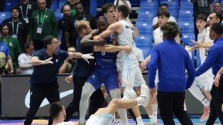 A las trompadas. Ni bien concluyó el partido, los dominicanos y argentinos se trenzaron a golpes.
