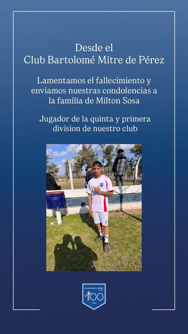 Homicidio en Pérez: matan de una puñalada a un joven futbolista del club Mitre