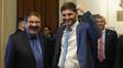 El gobernador Maximiliano Pullaro, al ingresar al recinto para la jura de la nueva Constitución.