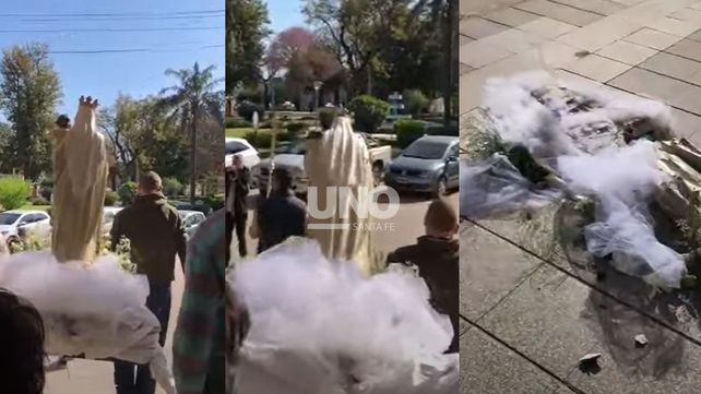 San Justo: se les cayó una estatua de la Virgen en medio de una procesión