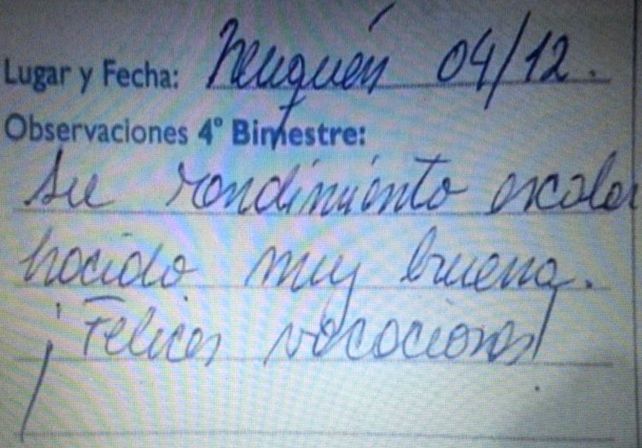 Escandaloso error de una maestra: Su rendimiento escolar hacido muy buena