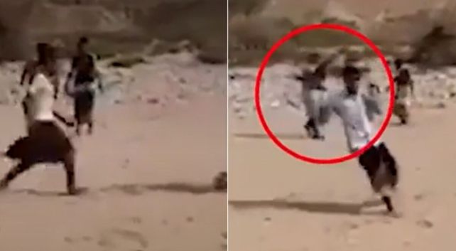 Hizo de árbitro con un fusil AK 47 a manera de silbato en un partido de fútbol