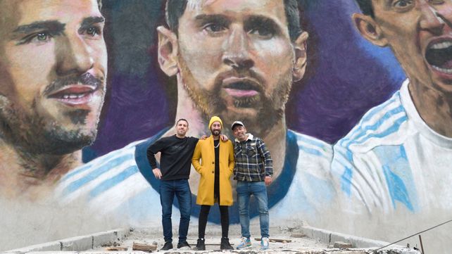 Messi, Di María y Maxi Rodríguez quedaron inmortalizados en un mural en barrio Belgrano